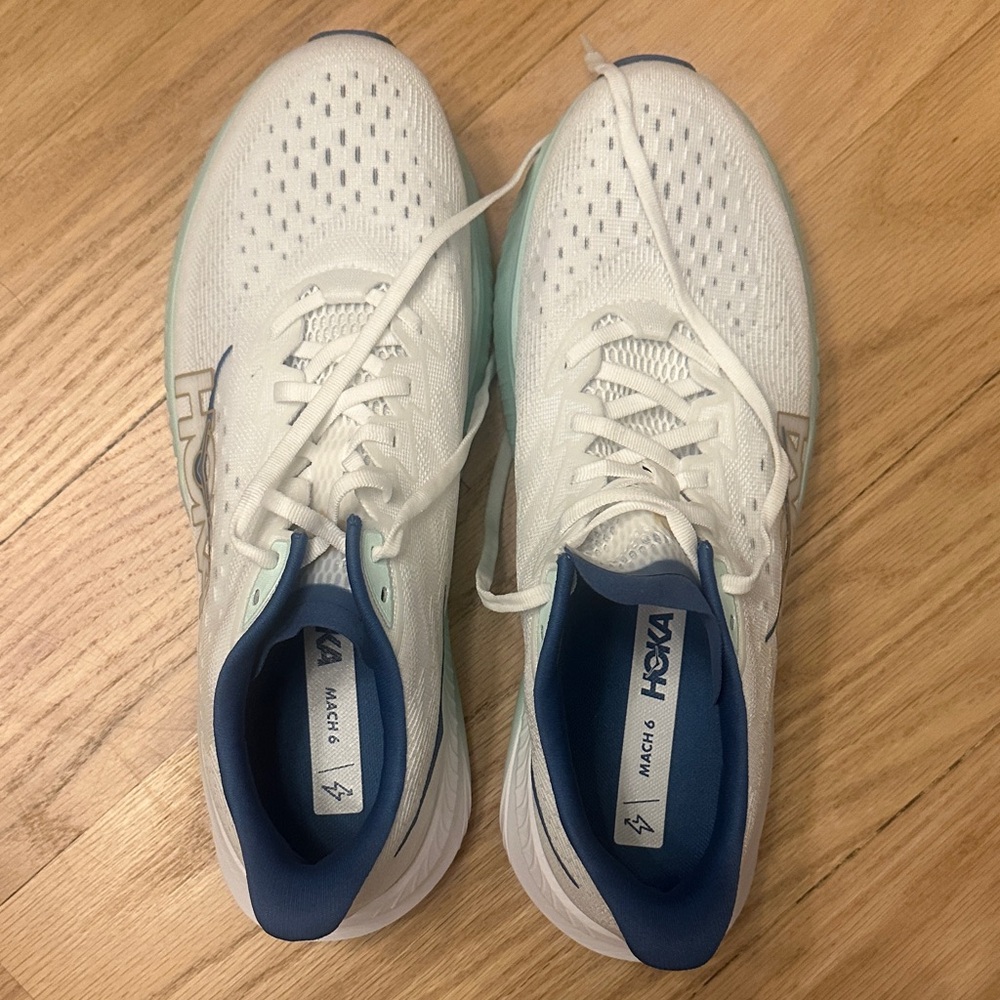 Hoka Men’s White & Blue Athletic Running Shoes